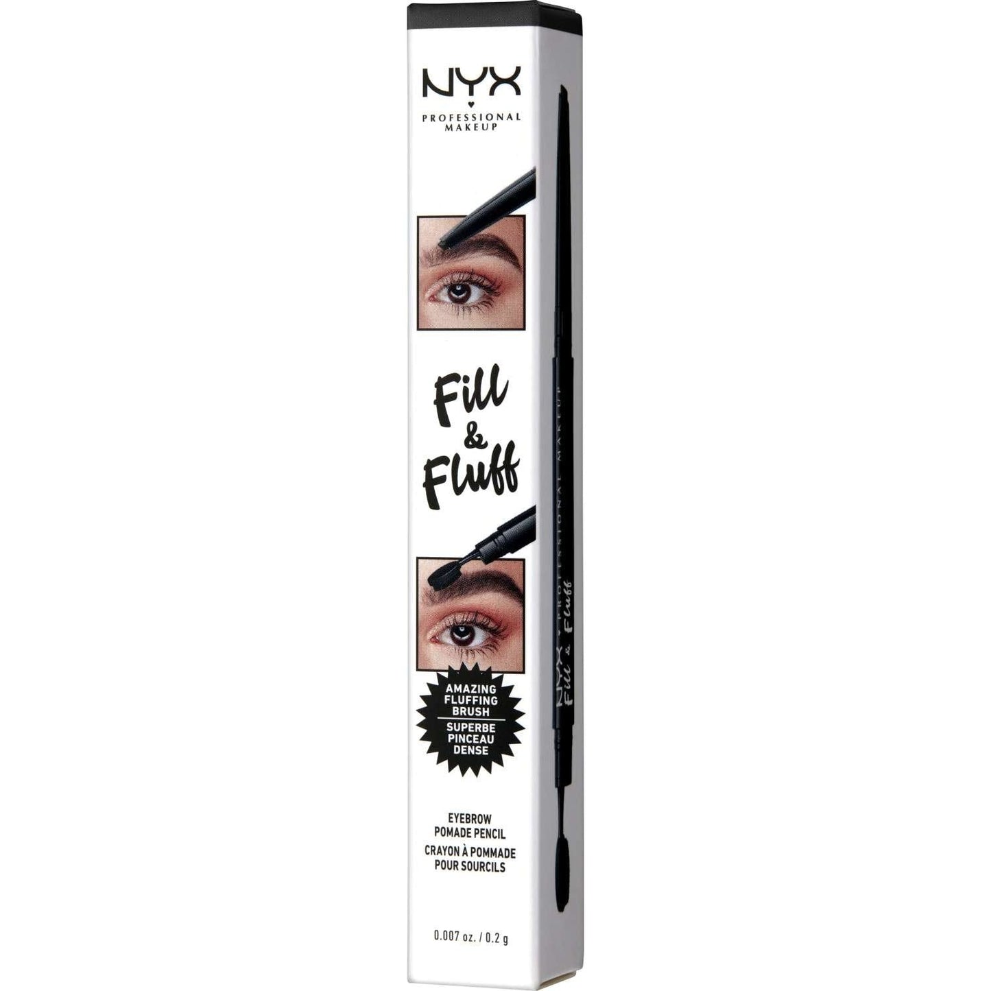 NYX Fill Fluff Eyebrow Pomade Pencil 08 - Black 0.007 Oz