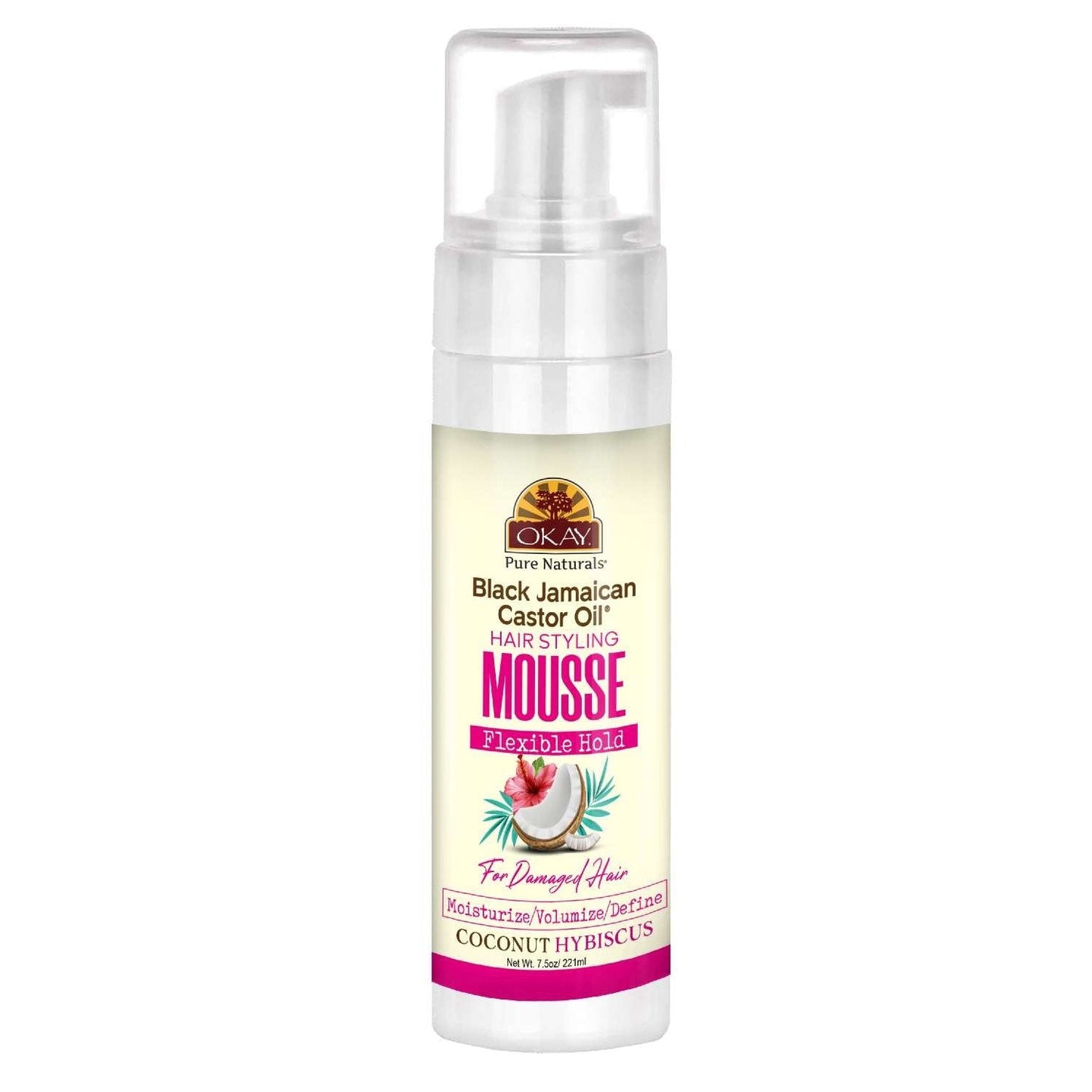 Okay Black Jamaican Castor Oil  Coconut Hibiscus Hair Styling Mousse 7.5 Oz